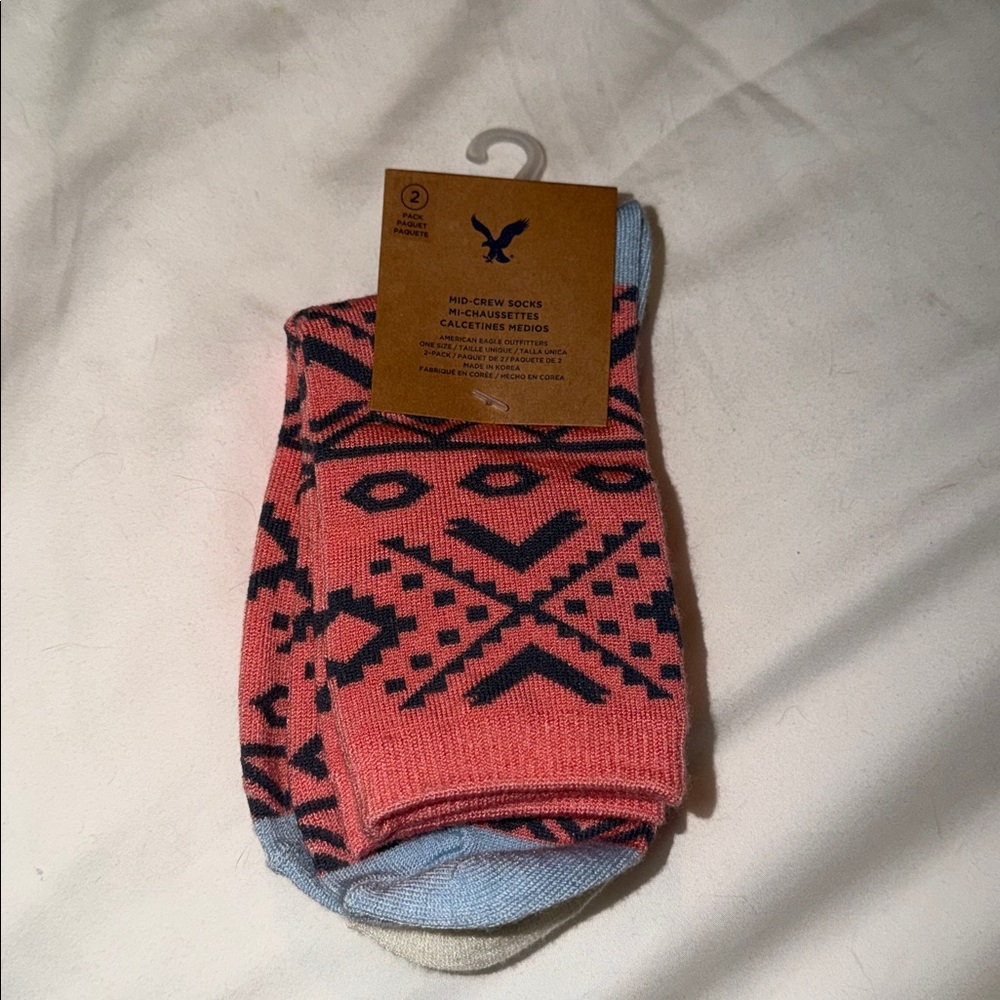 2/$10 SALE - 2 pack American Eagle Pink Mid Crew Socks